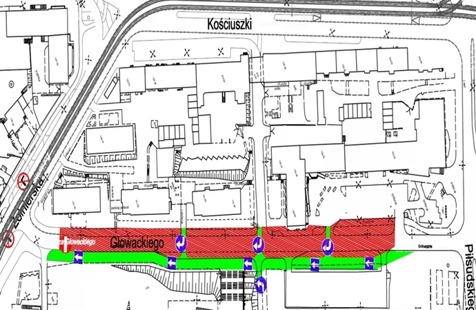 {W centrum Olsztyna zmienia się organizacja ruchu na części ulicy Głowackiego.}